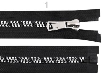 Krampenreißverschluss Breite 8 mm Länge 80 cm Schwarz-Silber